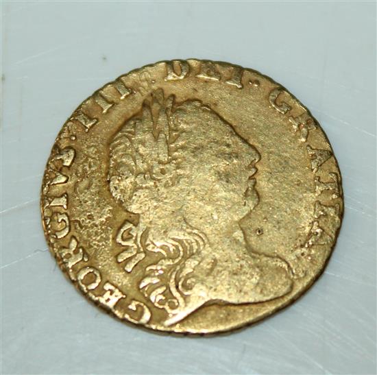 George III gold quarter guinea, 1762